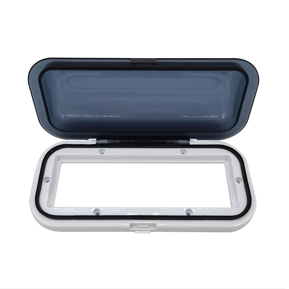 ISURE MARINE Water Resistant Marine Stereo Cover - Smoke Colored Heavy Duty Boat Radio Protector Shield with Flip-up Door & Spring Loaded Release - Mounting Gasket Included,White-image-26