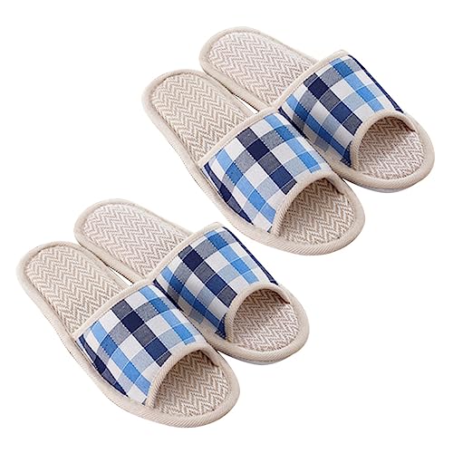 DRESSOOS 2 Pares pantuflas de lino zapatillas de estar por casa zapatillas de interior sandalias igor sandalias lodi pantuflas hombre Zapatilla portátil zapatillas de salón Eva Blue