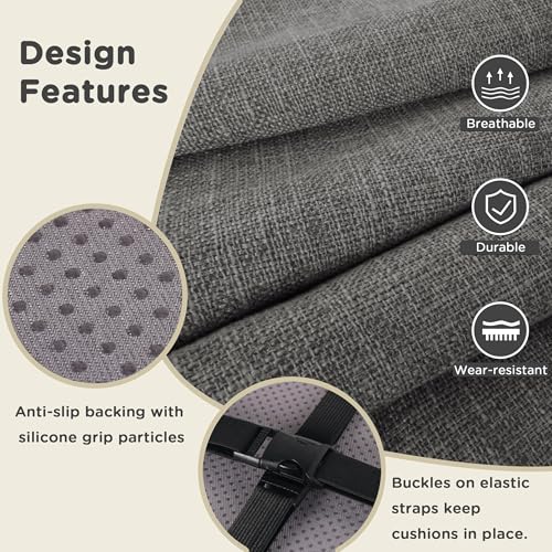 Image of AddGrace Anti-Slip Bar Stool Cushions Square Bar Stool Seat Cushions with Ties Set of 2 Small Square Chair Pads with Machine Washable Cover 12 inchX12 inchX2 inch (Dark Grey)