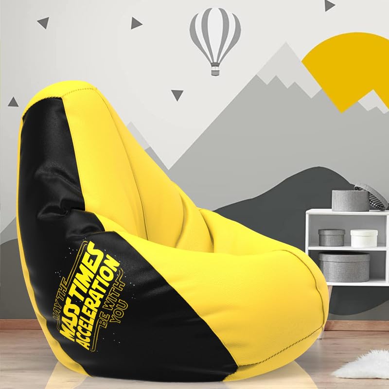 ComfyBean Bag Cover 5XL- Official: Jack & Mayers Bean Bags - for Adults - Max User Height : 6-6.5 Ft. - Weight : 99-110 Kgs(Model: May The Force - Yellow Black)-image-36