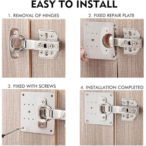 Image of 4Pcs Cabinet Hinge Repair Plates Kits, Kitchen Cupboard Door Hinge Repair Plates,Hinge Repair Board with Mounting Screws for Kitchen Cabinet,Cupboard Doors and Furniture