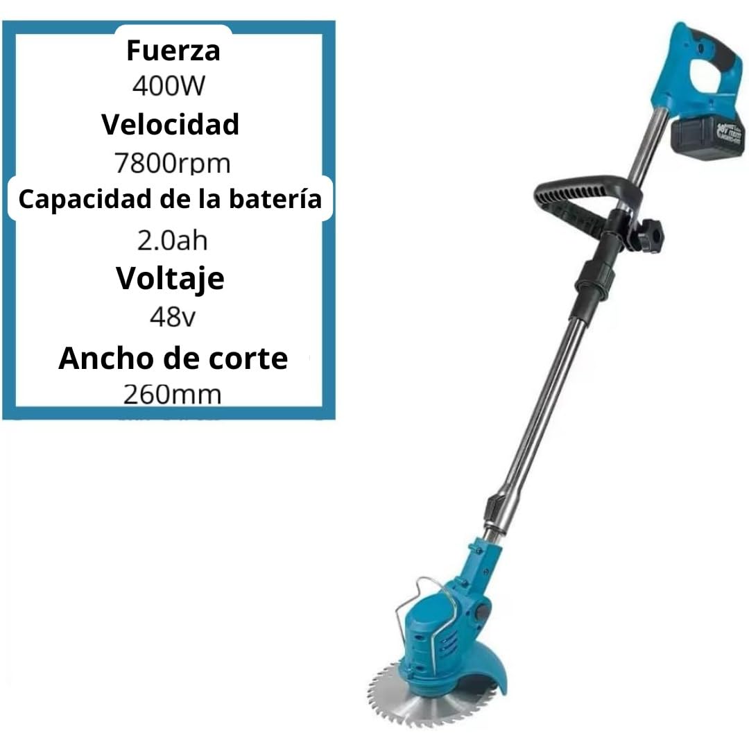 Desbrozadora a batería de 48 V, con doble batería y hoja giratoria, potente 3 en 1 para césped, arbustos y jardines