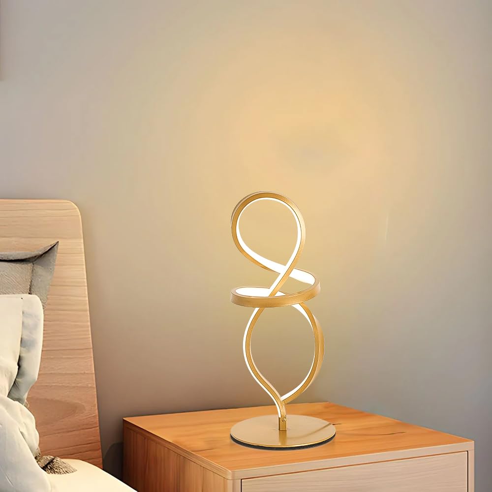Lámpara de noche dorada regulable Lámpara de mesa LED de 15 W, lámpara de escritorio con 3 temperaturas de color para el hogar y la oficina, Lamparas de Mesita de Noche para trabajar y estudiar
