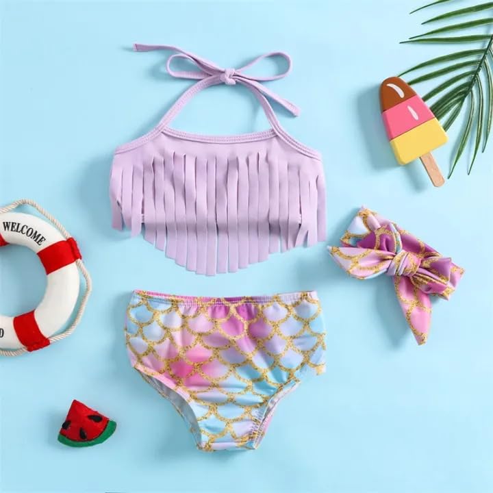 Image of Baby Bucket Girls Stylish Two-Piece Swimsuit| Baby Girl Bikini Swimsuit with Headband