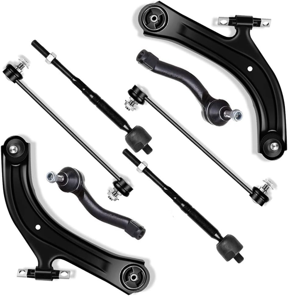 SCITOO 8pcs Suspension Kit 2 Front Lower Control Arm w/Ball Joint 2 Front Sway Bar End Link 2 Outer 2 Inner Tie Rod End Link for Nissan Sentra 2007 2008 2009 2010 2011 2012 2.0L 2.5L K620374