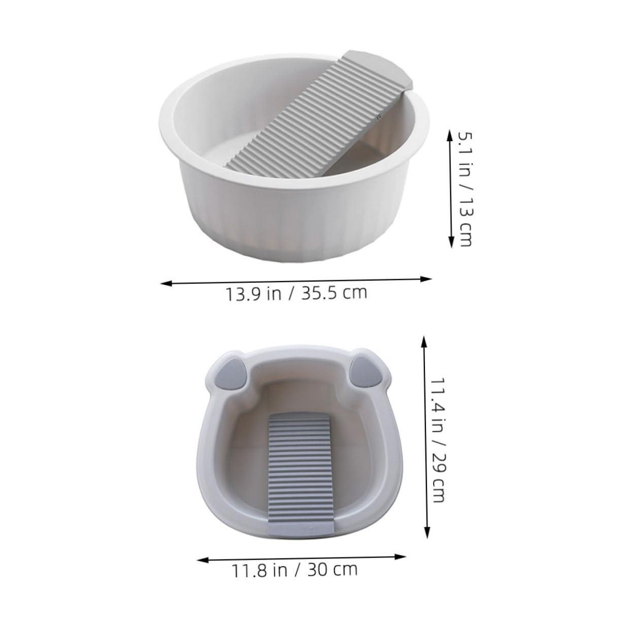 Cabilock 2stücke Multifunktionale Wäschewanne Mit Integriertem Waschbrett Robustes Teilige Design Für Handwäsche Und Fußbad Für Zuhause Und Reisen Aus Dickem Kunststoff Vielseitig