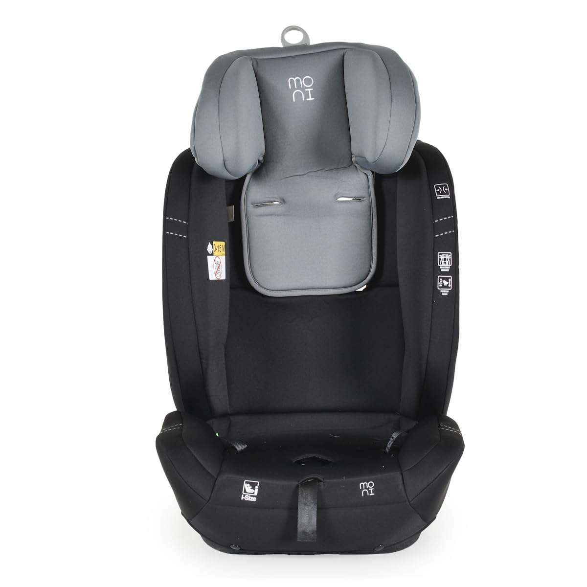 Moni le siège enfant i-Size Start (76-150cm) appui-tête réglable, doudou, coloris:gris