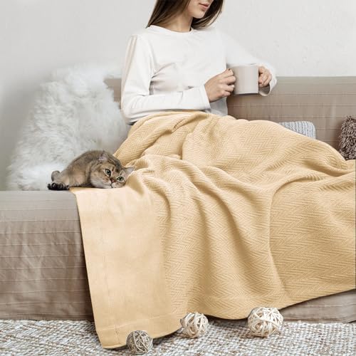 THREAD SPREAD Organic GOTS Cotton Herringbone Blanket – Best Overall