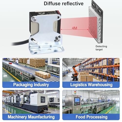 Image of Heschen Photoelectric Sensor Switch, E3JK-R4M1, DC12-24V, Feedback Reflection Type, Detection Distance 4 Meter, with Reflector Panel