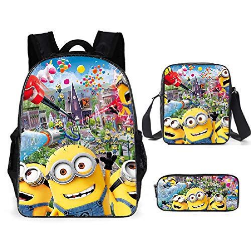 UNILIFE Mochilas Infantiles para Niños Adolescentes Conjunto De Minions 3 Piezas Escolares
