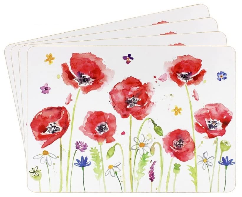 The Leonardo Collection LP94604 Poppy Field Floral Place Mats (Set of 4), Multicolor, 29cm x 22cm