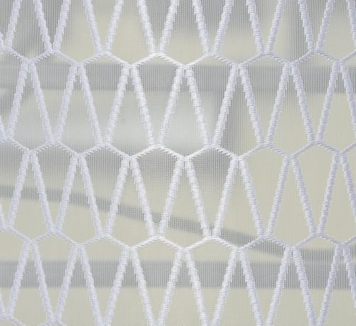 Image of HOME UTSAV Premium Sheer Net Curtain for Window 5 Feet | Transparent Net Fabric with Geometric Design | Pack of 1, White