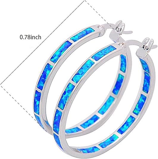925 Sterling Silver Hoop Earring, Opal Small Hoop Earring for Women, Hypoallergenic Jewelry Cubic Zirconia Huggie Hoop Earrings Blue4