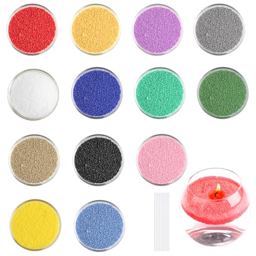 Ovaletta 13 Colours Candle Sand, Candle Sand with Wick, Candle Sand with Fragrance, Candle Making Set, Paraffin Wax for Candles, with 16 Wicks, Candle Wax for Watering, Candle Sand Set (260 g) Ovaletta 13 Colours Candle Sand, Candle Sand with Wick, Candle Sand with Fragrance, Candle Making Set, Paraffin Wax for Candles, with 16 Wicks, Candle Wax for Watering, Candle Sand Set (260 g)