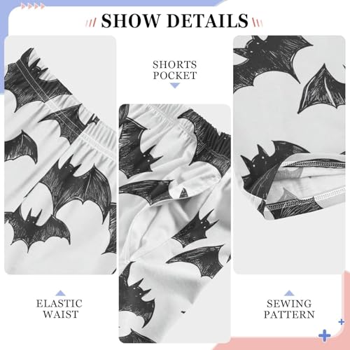 Boys' Pants Black Brush Doodle Bats Long Bottoms Jogger Pants Elastic Waist Trousers with Pockets S-XL4