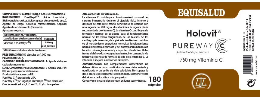 Holovit PureWay-C de Equisalud, 180 cápsulas