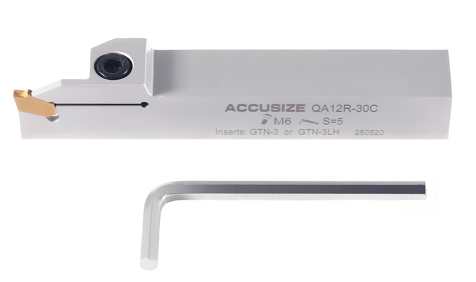 Accusize Industrial Tools 1'' Shank Heavy Duty Indexable Grooving/Cut-Off Holder, Nickel Plated, with a Gtn-4 Tin Coated Carbide Insert, 2415-5036 — Amazon image 11
