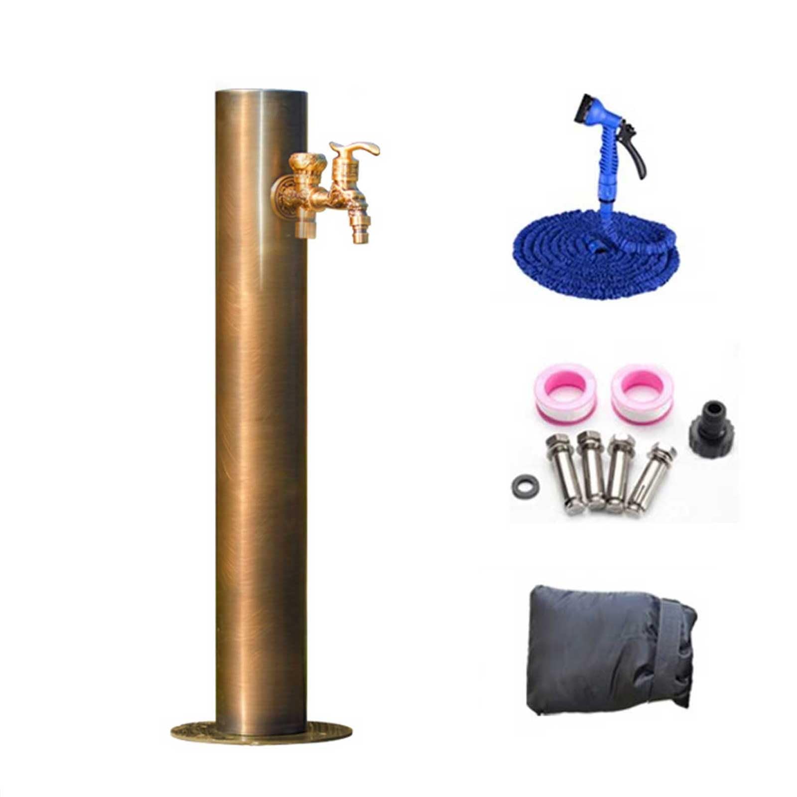 BHGFYXBS Stainless Steel Outdoor Vertical Garden Water Column With Tap & Spray Gun, 20In Antifreeze Yard Hydrant, & Weather-Resistant Irrigation Solution,size_name-50cm/20in