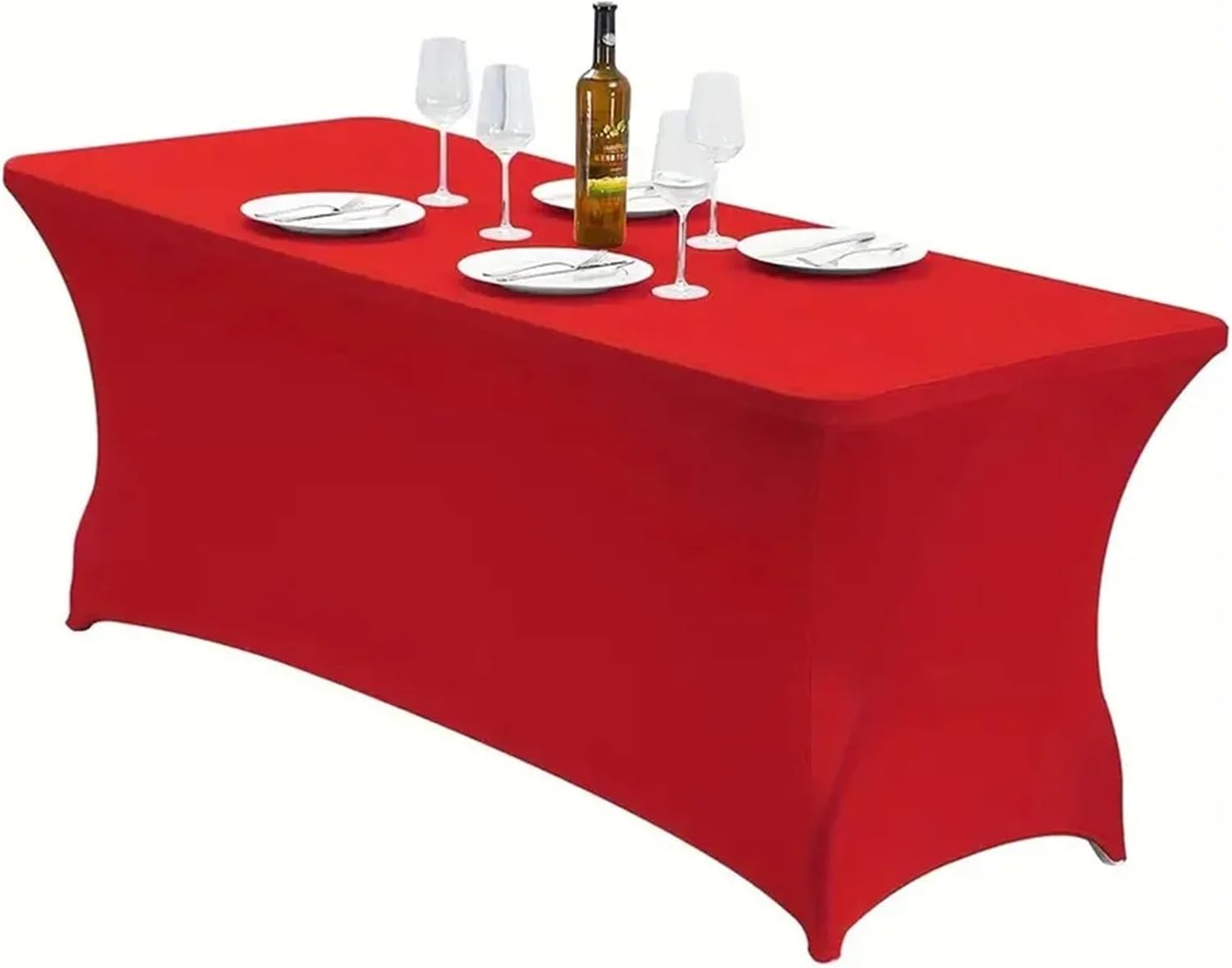 Stretch Rectangle Tablecloth 4/6/8FT High Stretch Tablecloth Universal Elastic Rectangular Table Cloth Washable Birthday Cover Wedding Party(Blue,8FT)