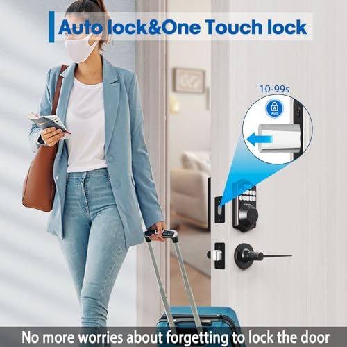 Kxzcctie K6 Keyless Entry Door Lock Deadbolt With Handle Set-Front Smart Door Locks For Front Door-With 2 Lever Handles-Electronic Keypad Code Deadbolt,Fingerprint Door Lock-Auto Lock thumb #3