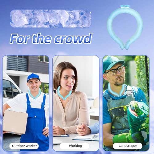 Image of Neck Cooling Tube, Wearable Body Cooler Freeze Below 64F with Insulated Bag, Reusable Cooling Neck Wraps for Summer, Outdoor Sports, Hiking, Travel, Hot Weather Relief for Men & Women (Blue*2)