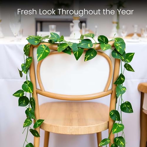 Image of Go Hooked Artificial Hanging Creeper for Home Decor (Pack of 8, 7 Ft) | Green Arrowhead Leaf Garland with 4x3 cm, 72 Leaves Each | Plastic Decorative Creeper for Balcony, Walls & Garden Decoration