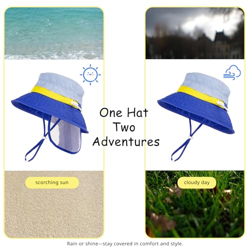 Image of HECCEI Baby Sun Hat with Neck Flap, Windproof, Sunscreen, Warm, UPF 50+ DryShade SkyCandy Outdoor Beach Hat for 0-24 Months