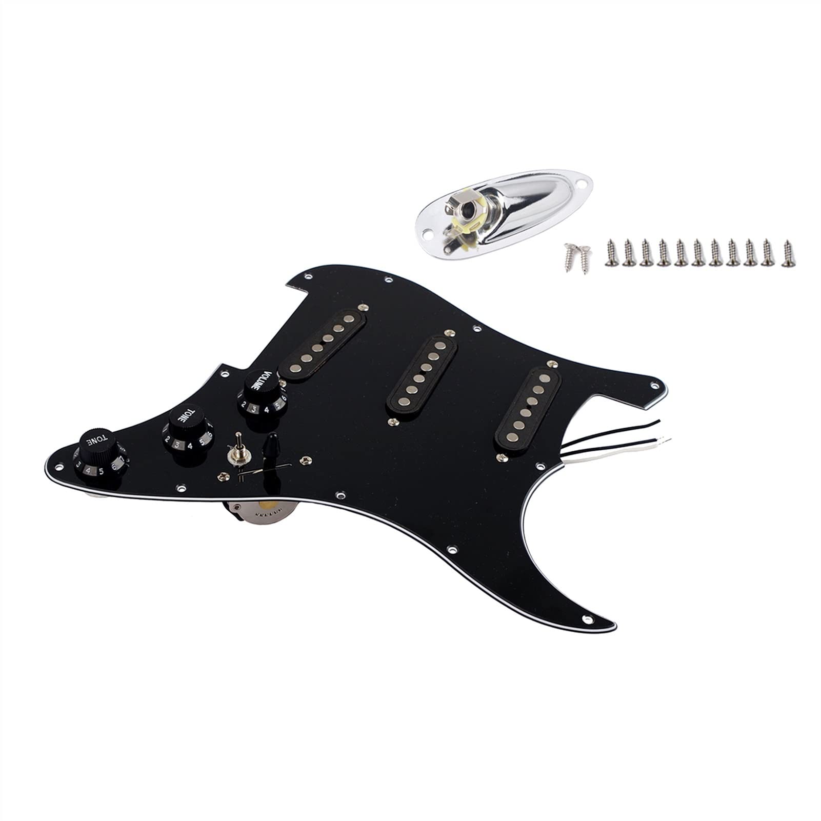 Schlagbrett Gitarre vorverdrahtet Single Coil Gitarre Pick -Guard -Pickups Alnico V Loaded Vordrückung 11 Loch SSS Schwarze Pickups Set