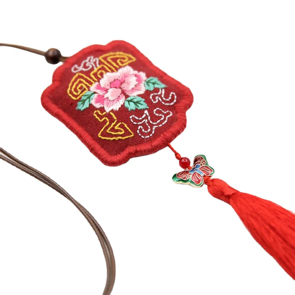 Portachiavi Auto in Legno di Pesca, Ricamo Fai da Te Talismano Catene Borse Nappa amuleto Accessori Punto Croce