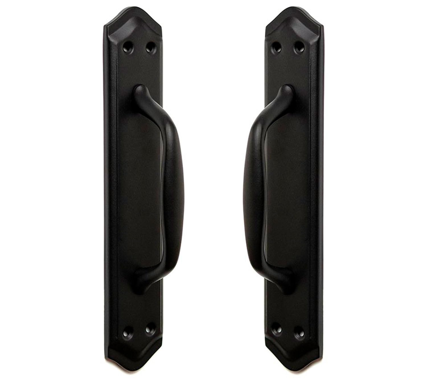ARCO Sliding Door Handles - Set of 2 Handles with Plate in Black Finish