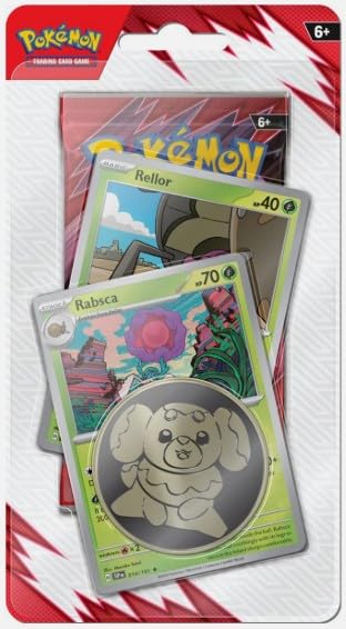 Pokemon - Juego de cartas coleccionables TCG Scarlet & Violet Destined Rivals Premium Checklane Booster Pack con moneda y 3 cartas promocionales (1 paquete) Rabsca y Rellor
