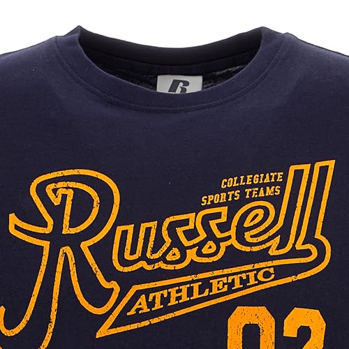 Russell Athletic SS Crewneck tee Shirt Camiseta, Navy, 176 Unisex niños