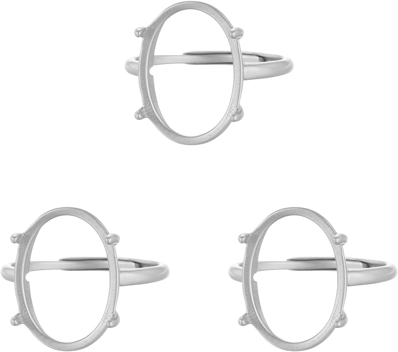 3pcs Adjustable Ring Base Brass Ring Blank for 13X18mm Oval Mounting Setting Handmade Jewelry Making Craft(White Gold Plated)