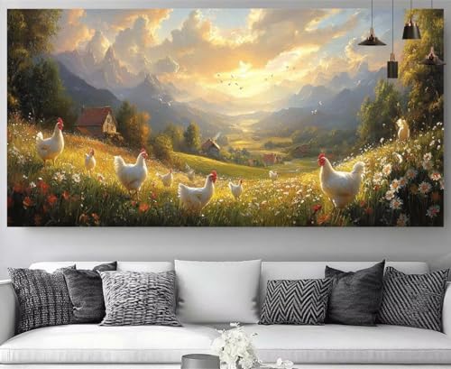 Broderie Diamant XXL Coucher du Soleil pour une Déco Salon Relaxante 50x100