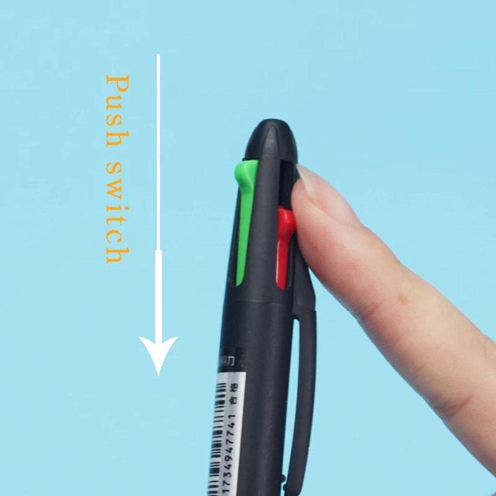 1Pcs Ballpoint Pen Student Stationery Pressed Ballpoint Pen 4 Color Reusable Plastic Ball Pen School Student Office Push — view 2