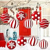 Jetec 10 Pcs Winter Smowman Inflatable Balls 9 Inch PVC Inflatable Large Christmas Balls Winter Snowman Hanging Inflatable Ornaments for Winter Indoor Outdoor Garden Tree Party(Xmas Ball)