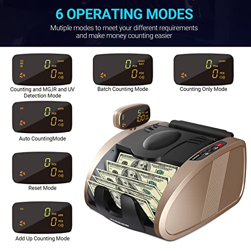 Money Counter Machine, Bill Counter With Uv/Mg/Ir Counterfeit Detection, Portable Cash Counting Machine With 9 Modes, 2Lcd Display, Hidden Handle #TOP3