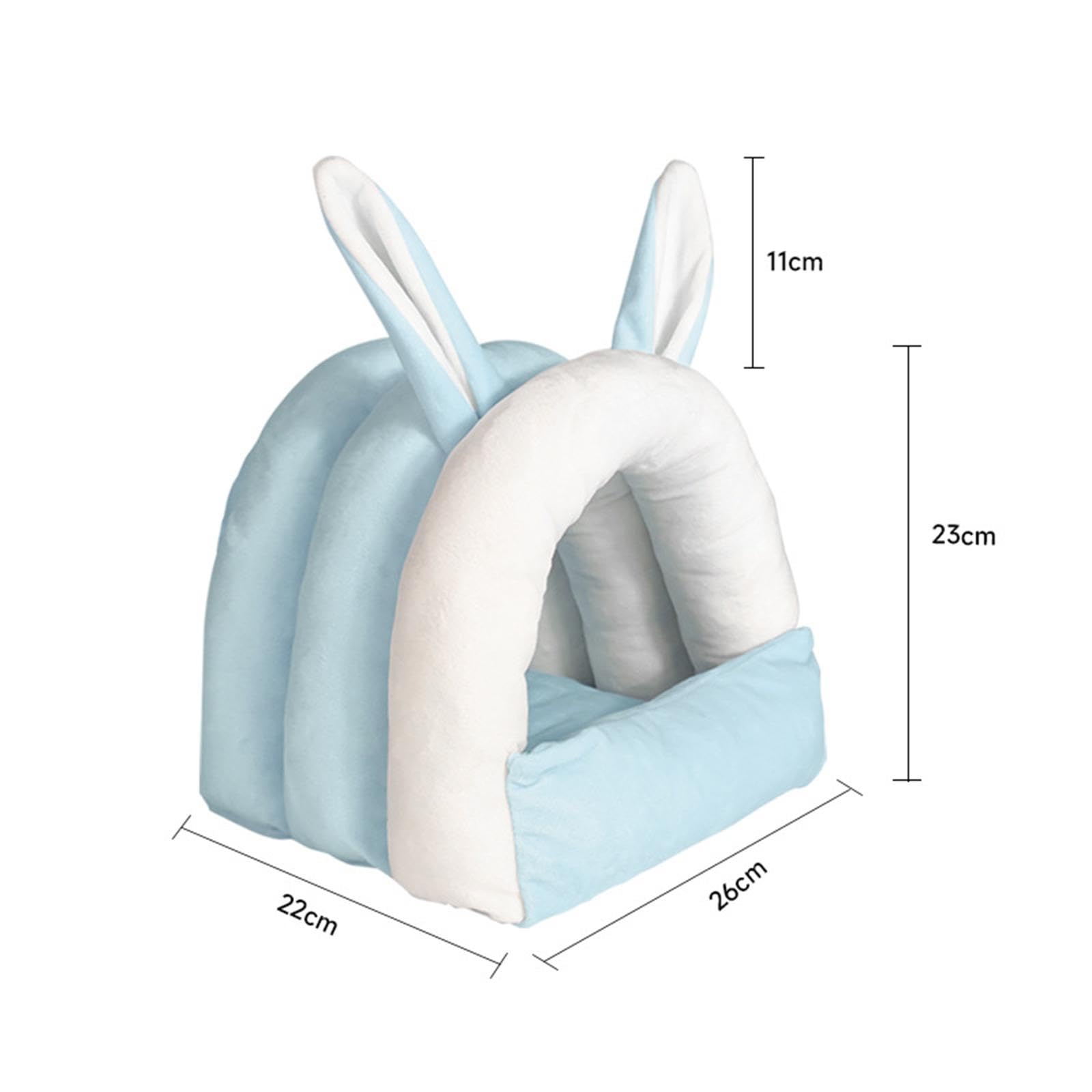 Gralara Maison de Lit pour Lapin et Cochon d'Inde, Grotte pour Petits Animaux, Bleu