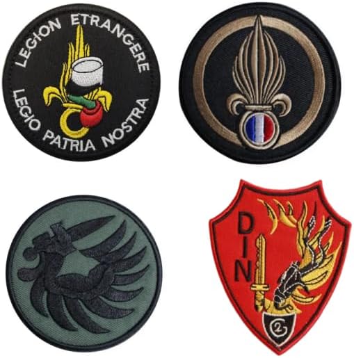 French Foreign Legion Embroidery Patch Military Tactical Morale DIY Emblem Tool Gear Applique with Hook Embroidered Patch (4pc)