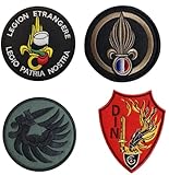 French Foreign Legion Embroidery Patch Military Tactical Morale DIY Emblem Tool Gear Applique with Hook Embroidered Patch (4pc)