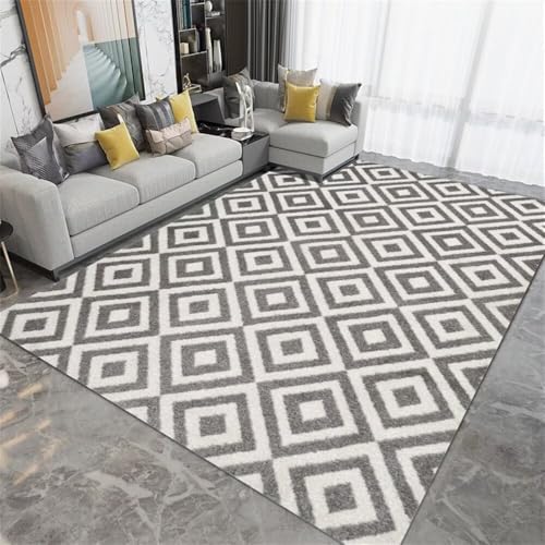 Tapis de salon résistant aux taches grand format géométrique
