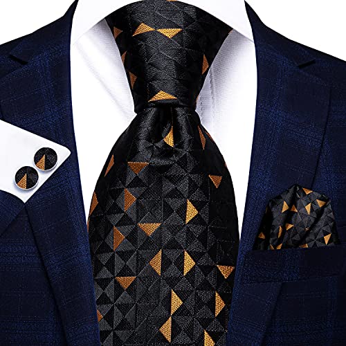 Image of Dubulle Mens Tie Set Solid Paisley Silk Striped Necktie for Men with Cufflinks Tie and Pocket Square