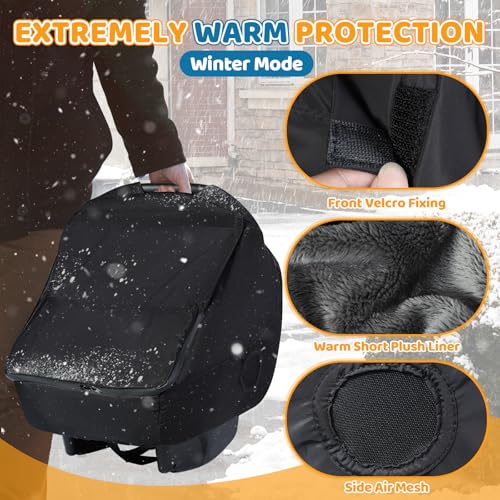 Image of Car Seat Rain Cover with Clear Peep Window, Universal Car Seat Cover Baby with Zipper Door and Side Ventilation, All-Round Snow, Wind & Rain Canopy Waterproof Cover, Machine Washable, Black