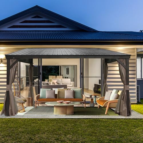 10x12leantogazebooutdoorwallmountedgazeboaluminumframehardtoppergolawithgalvanizedsteelslopingroofforpatiodeckgardenbackyardcurtainandnettingincluded Urban Country Home Decor 10 x 12 lean to gazebo outdoor wall mounted gazebo aluminum frame hardtop pergola with galvanized steel sloping roof for patio deck garden backyard curtain and netting included urban country home decor