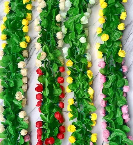 Image of VRB Dec 1 Pcs Artificial Flowers Vine Blossom /Roses Garland Fake (6 Ft) Flowers Fabric Roses /Blossom Garland For Wedding Decor Diwali /Ganpati /Garden Wall Valentine (Multi Orchid Garland Vines), 6 Feet