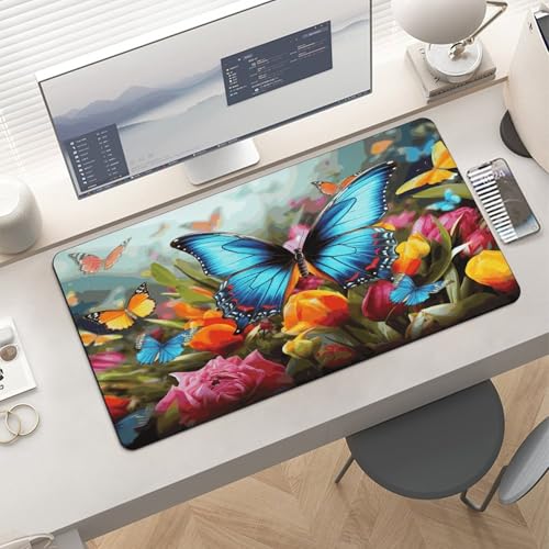 Pad Mouse Grande Colorido con Diseño Floral y Mariposas miniatura 6