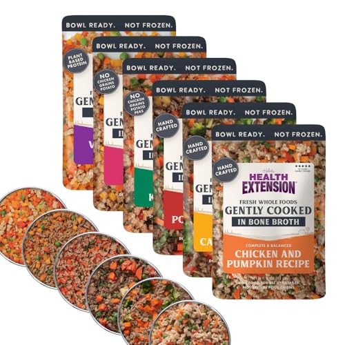 Health Extension Gently Cooked Grain-Free Variety Pack Dog Food All Flavors Human-Grade & Shelf-Stable with Superfoods Supports Digestion Immunity Skin & Coat 3 oz Pouch (Pack of 10)