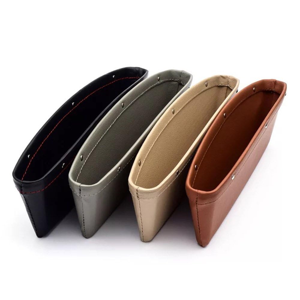 PU Leather Car Seat Gap Filler Car Storage Pocket Full Leather Package Car Seat Slit Filler Side Catches Car Accessories,Gray（2 Pack）,4 Colors Available