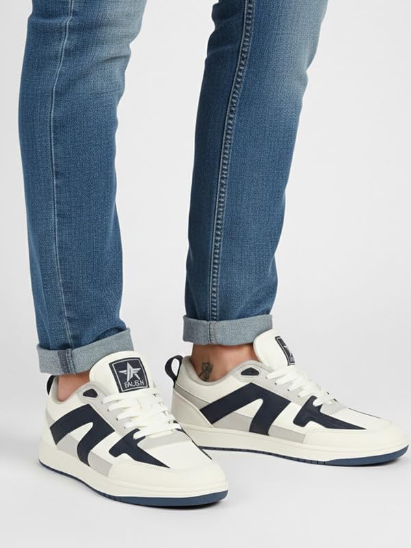 Image of FAUSTO Men Colorblocked Lace Up Sneakers | Classic Casual Shoe | Soft Cushioned Insole | Low Top Sneaker Shoes