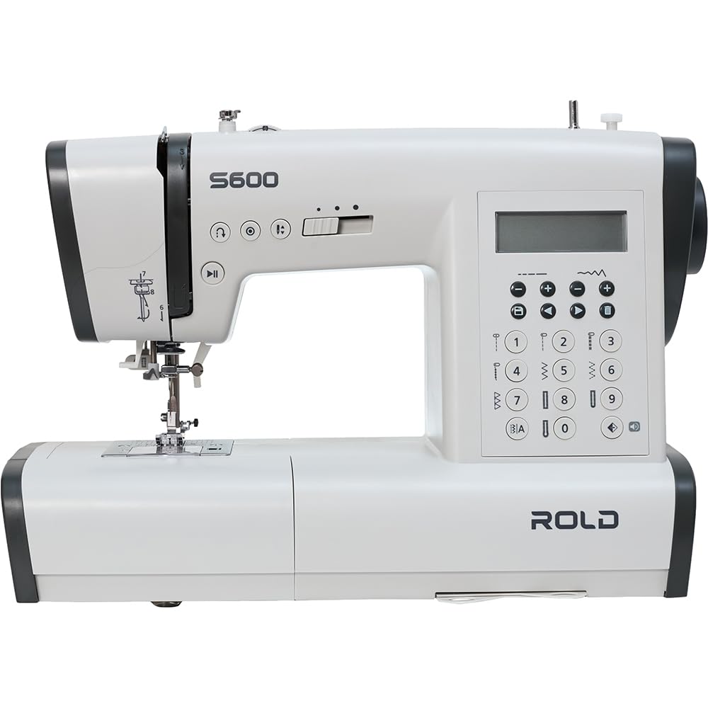 ROLD S600 Computernähmaschine – 197 Stichprogramme, 7 automatische Knopflöcher, Horizontalgreifer, automatischer Nadeleinfädler & Start/Stopp-Taste | Metallrahmen & LED-Beleuchtung